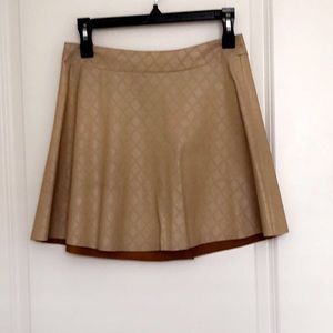 Nude Faux Leather Skater Skirt